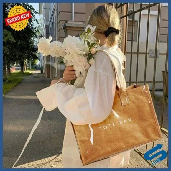 Womenβsβ Viral PVC Laminated Kraft Paper Tote Shopping Bag (Large) NEW!!!! - Picture 8 of 9